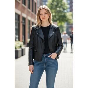 NWOT $290 AC LUXURY COLLECTION L Faux Leather Coat